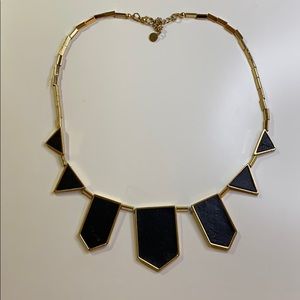 House of Harlow station black leather necklace